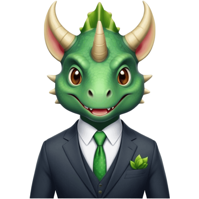 faces of different office green triceratops in a suit emoji