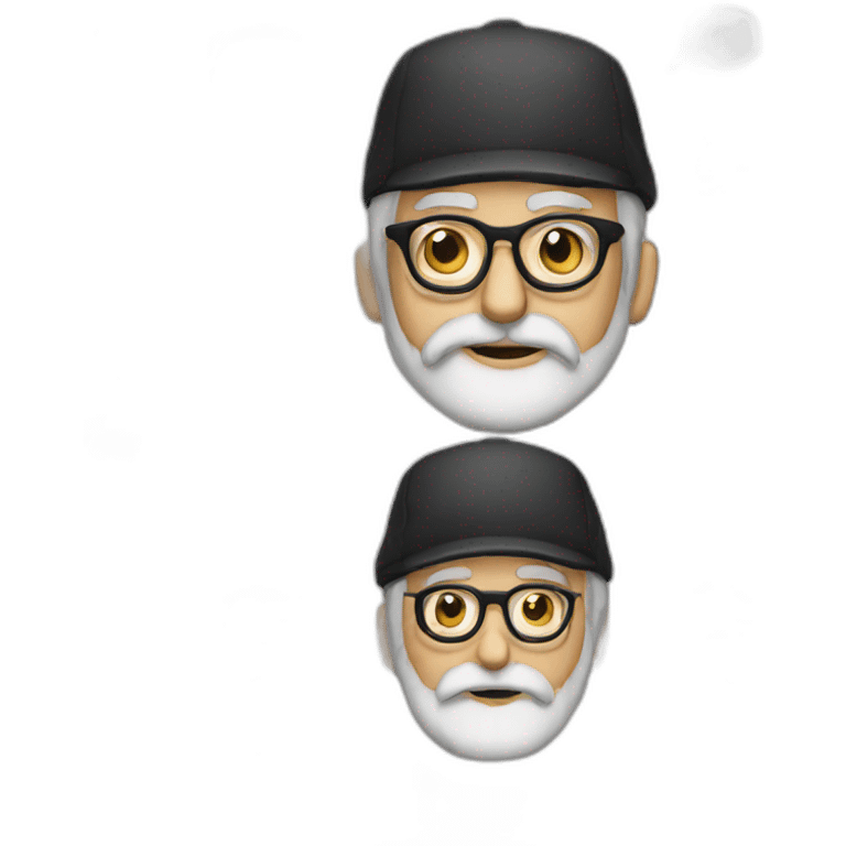 Old man, beard, black cap, glasses emoji