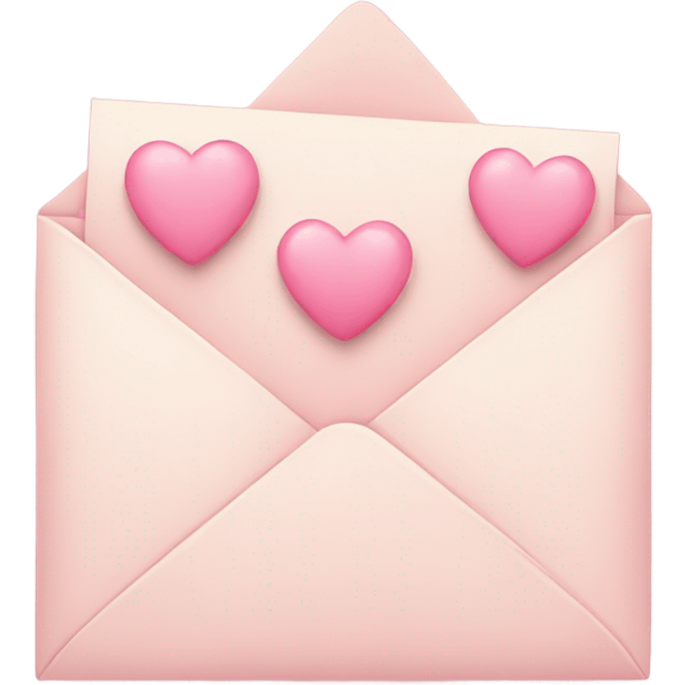 romantic letter with pastel pink hearts emoji