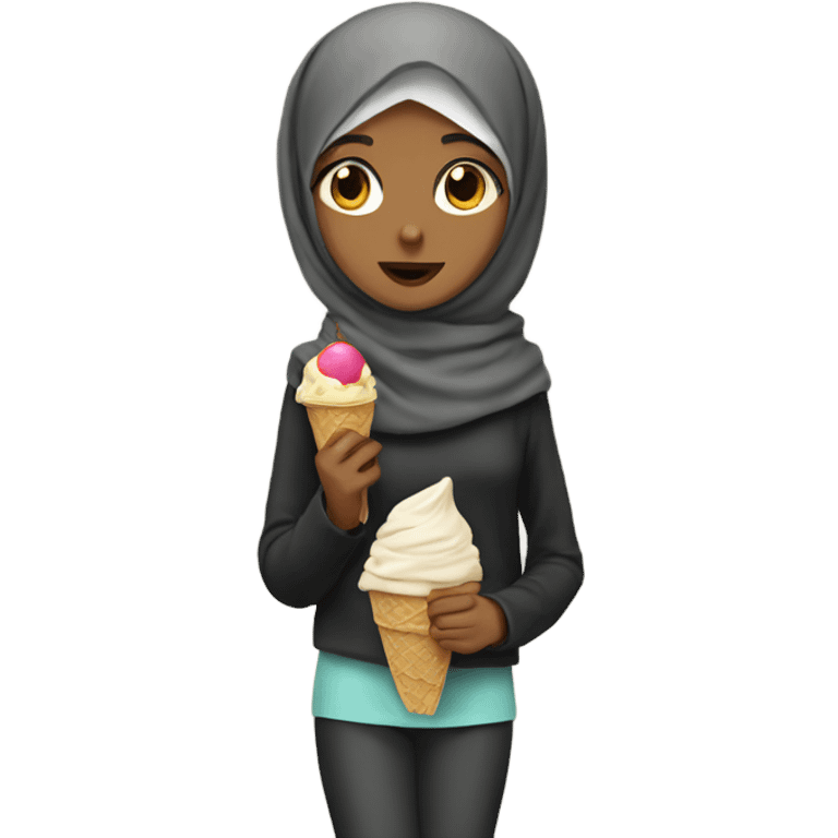 Girl wearing a hijab and eating ice cream emoji