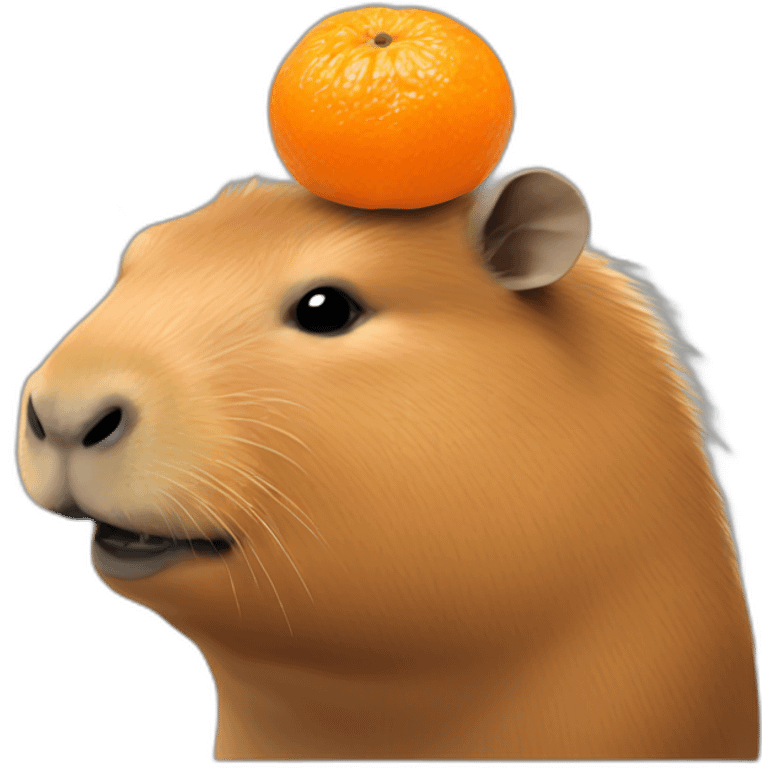 capybara with mandarin orange on its head emoji