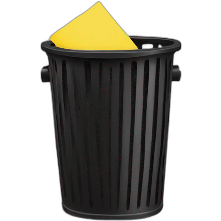 black mesh metal dustbin filled with yellow papers emoji