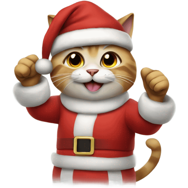 Cat dressed as santa giving thumbs up emoji