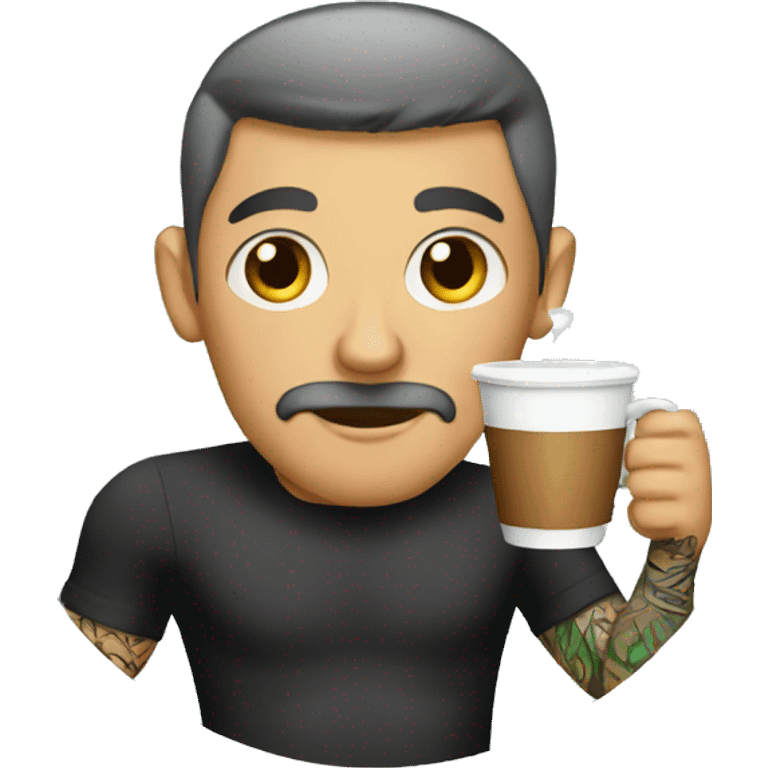 tattooed men drinking a cup of coffee emoji