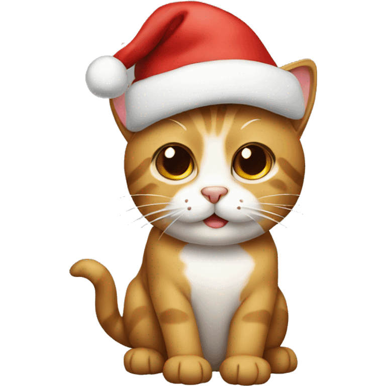 Cat wearing Christmas hat emoji