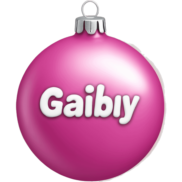 pink ornament with the name gabby on it in cursive emoji