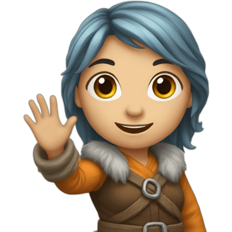 Dwarf girl waving emoji