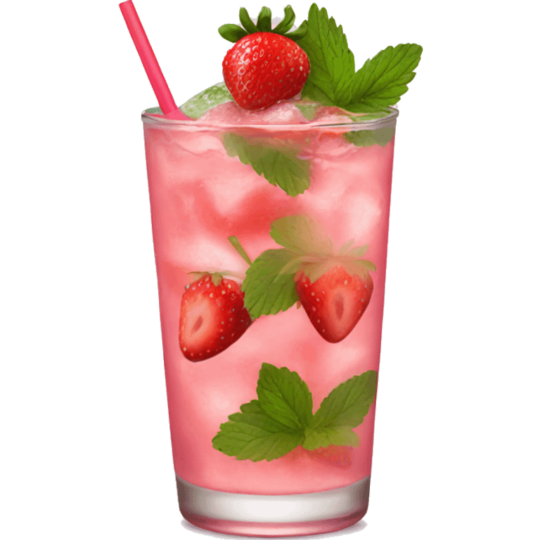 one pink strawberry mojito emoji