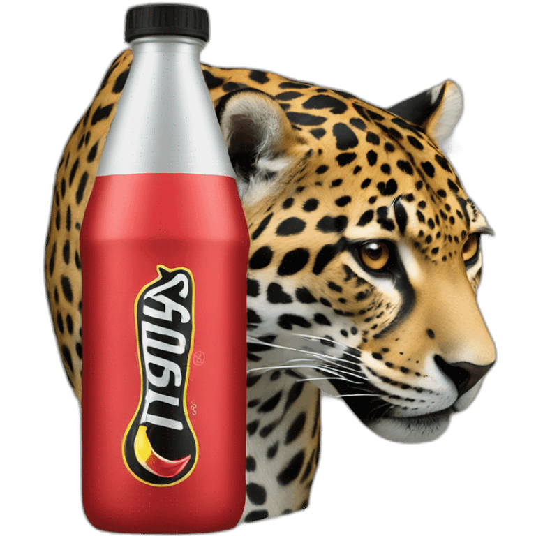 a jaguar drinking a black and red energy drink emoji