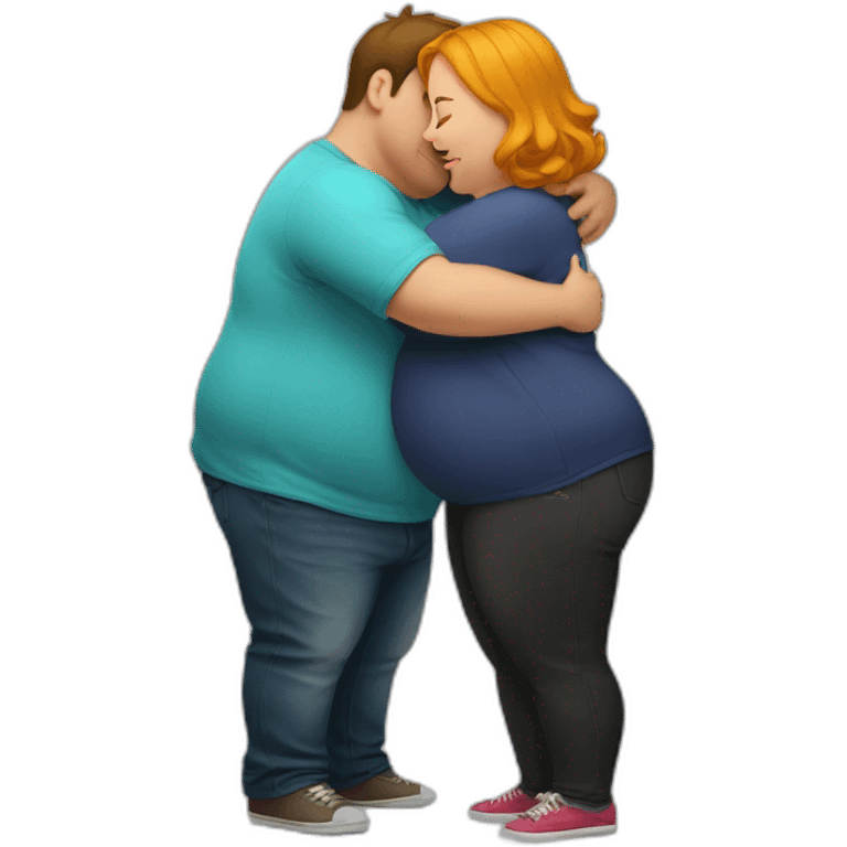 Fat girl hug slim boy emoji