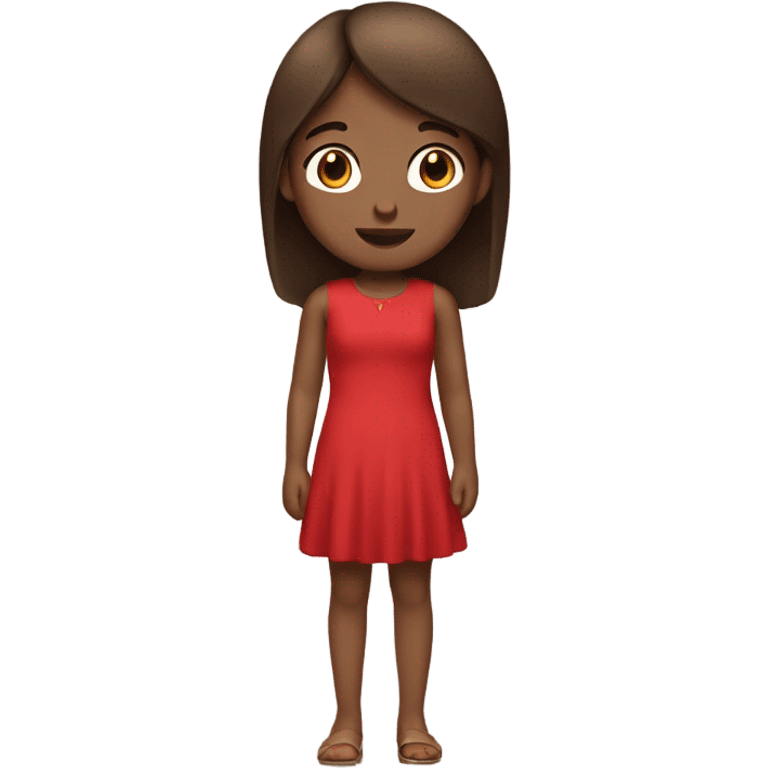 Girl with straight brown hair wearing a red dress emoji