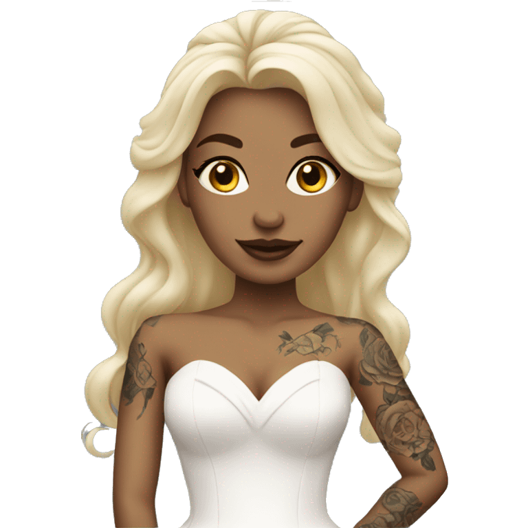 Blonde bride with tattoos emoji