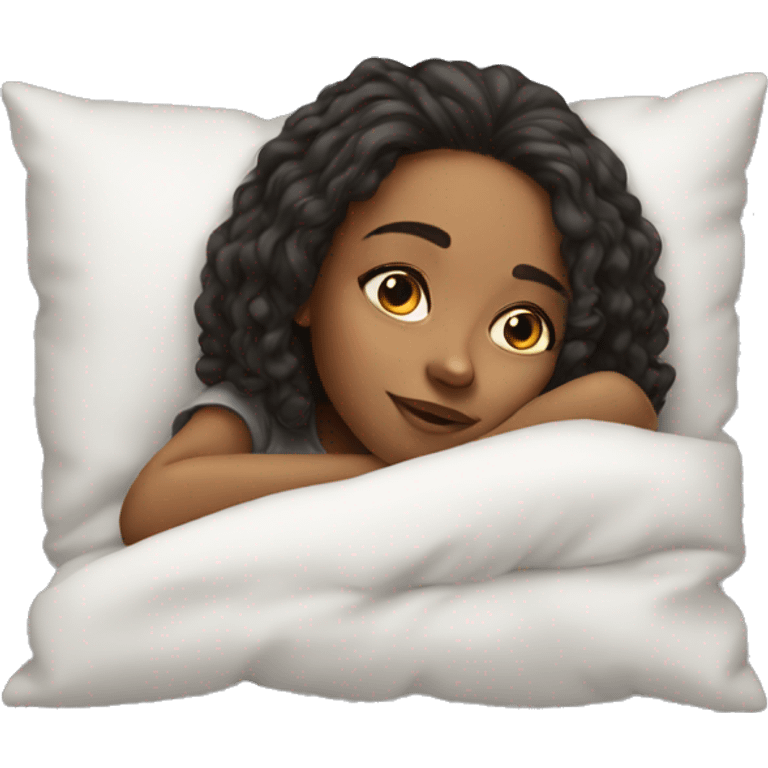 realistic portrait of girl lying emoji