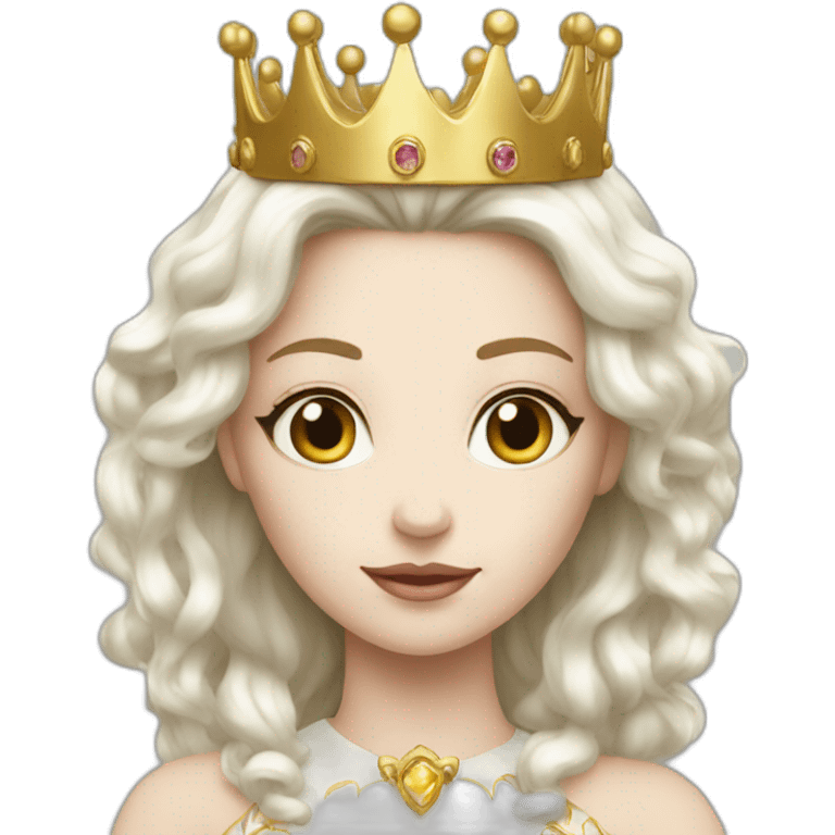 white queen and golden crown emoji