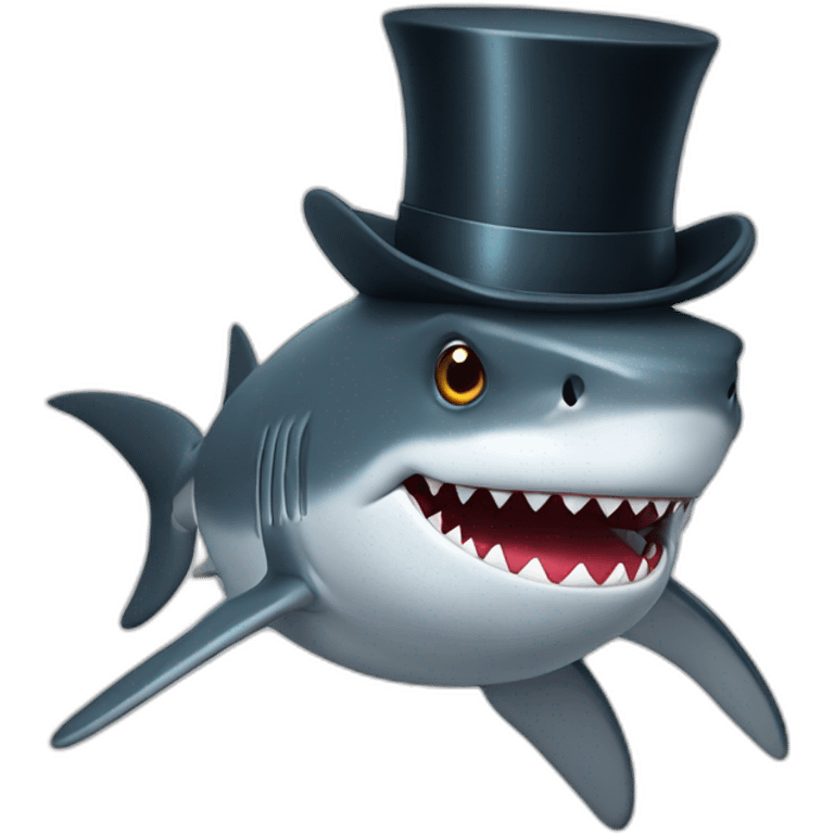 Shark with a top hat emoji