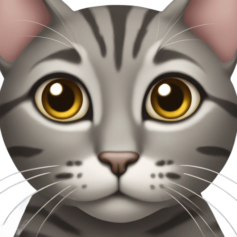 Gray tabby cat with big eyes emoji