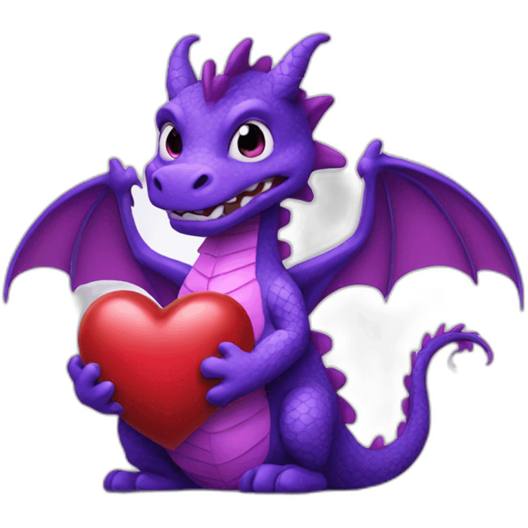 purple dragon holding a heart emoji