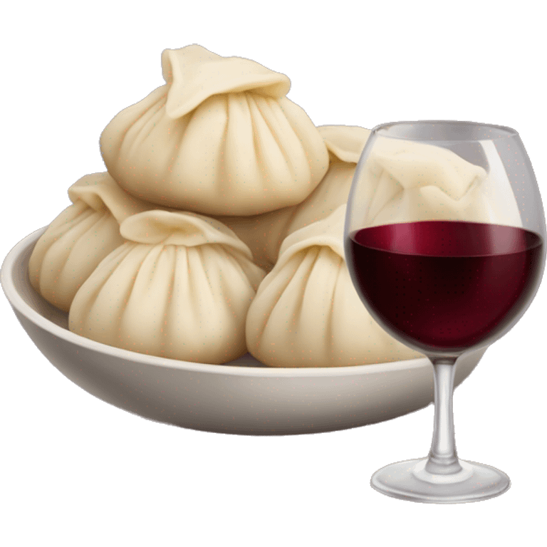 Georgian dumplings and glass red wine  emoji