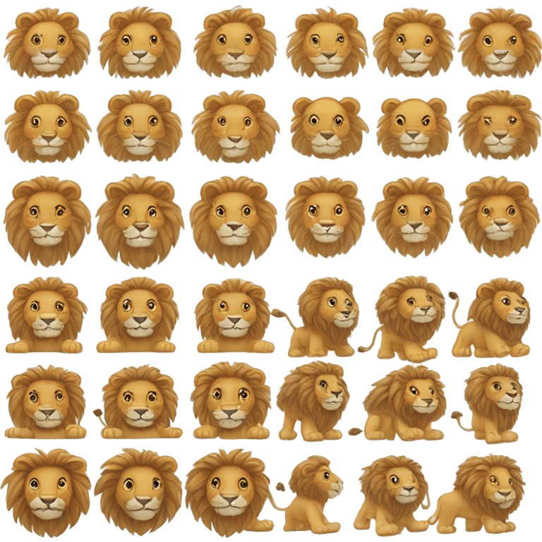 whole body of lion in jellycat style (standing and two sides) emoji