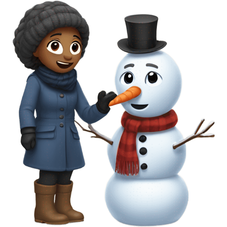 walter and elizabeth making a snowman emoji