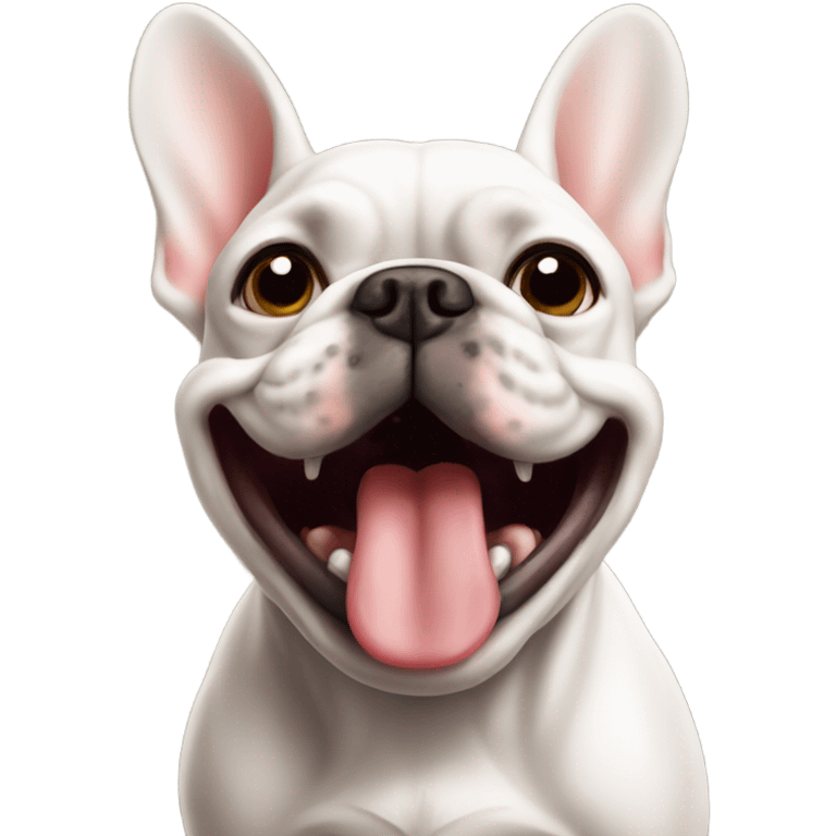 French bulldog barking at the to emoji