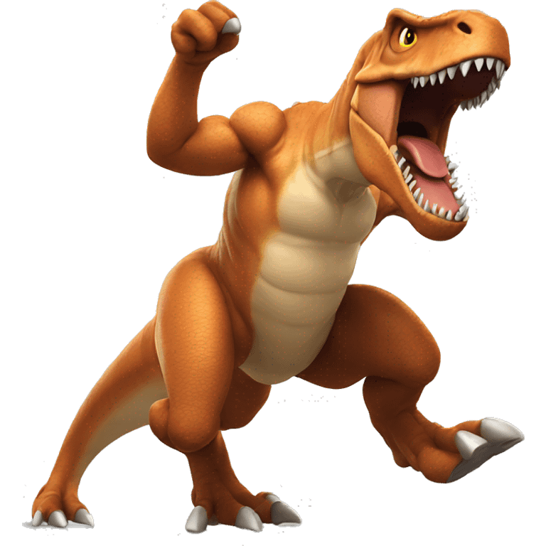 running t-rex with muscular arms  emoji