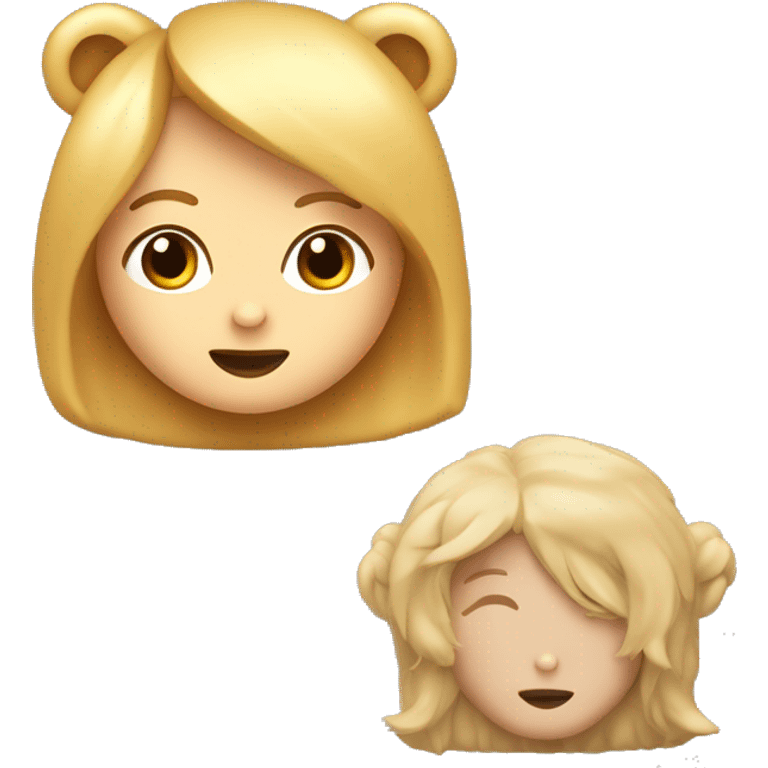 Crea un emoji minimalista de chica rubia de pelo liso abrazando un osito de peluche. El emoji debe ser simple, con estilo plano, sin sombras ni efectos 3D, y con un fondo transparente. emoji