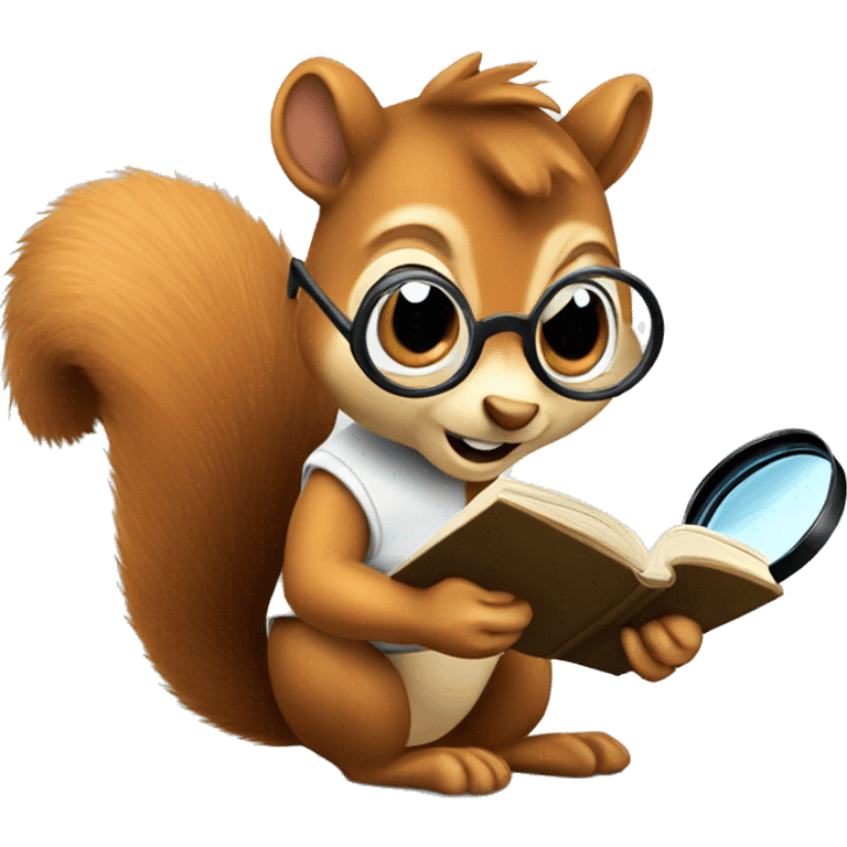 squirrel reading a book with a magnifying glass emoji