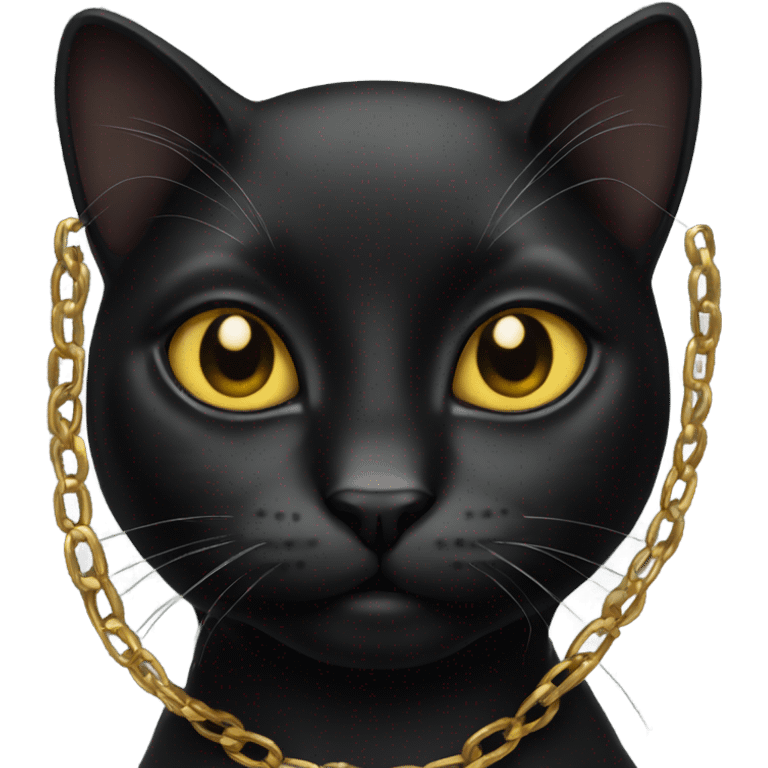 Black cat wearing gold chain emoji