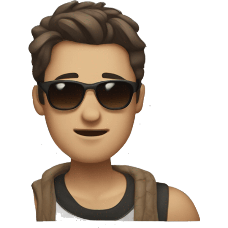 brown hair, white skin color asian men with sun glasses, make it from soulders and create only one emoji emoji