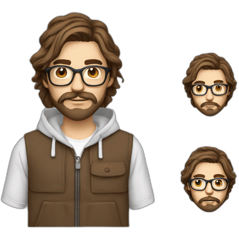 it nerd hoodie nordic beanie and mustache and beard brown hair emoji