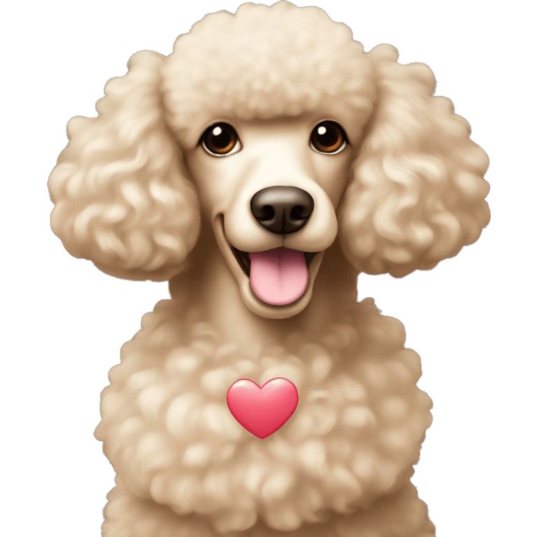 Light beige poodle with heart close by  emoji