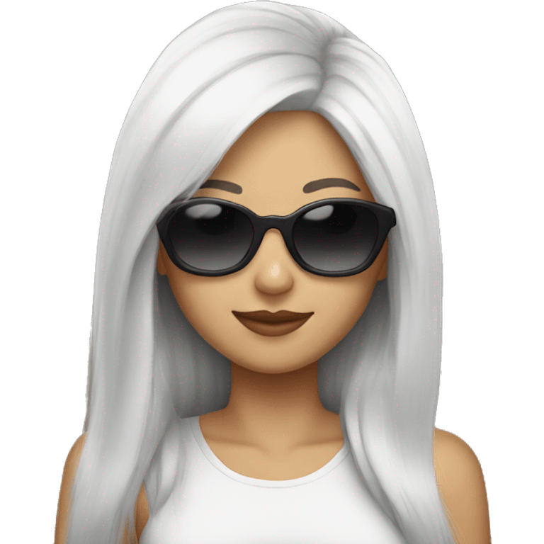 Girl with sunglasses, white hair emoji