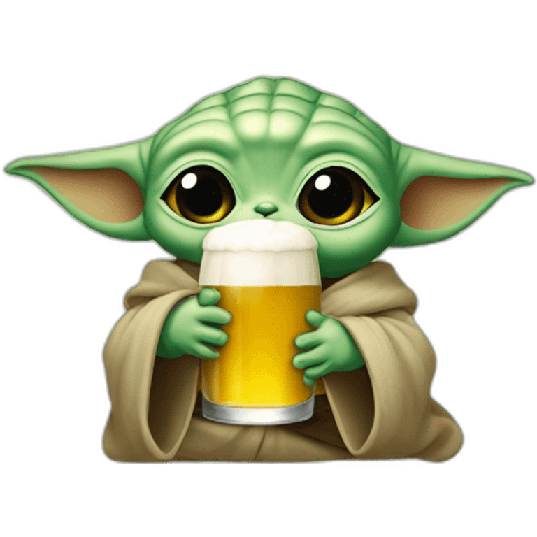 Bébé yoda qui boit une bière emoji