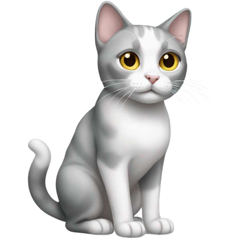 White and grey cat full body emoji