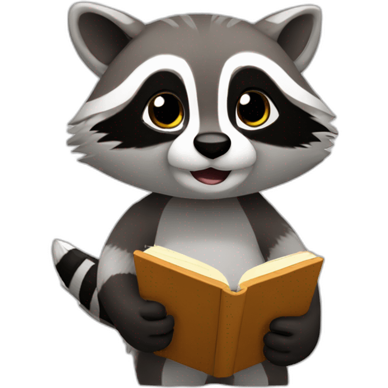 A raccoon with a plastered arm and a book emoji