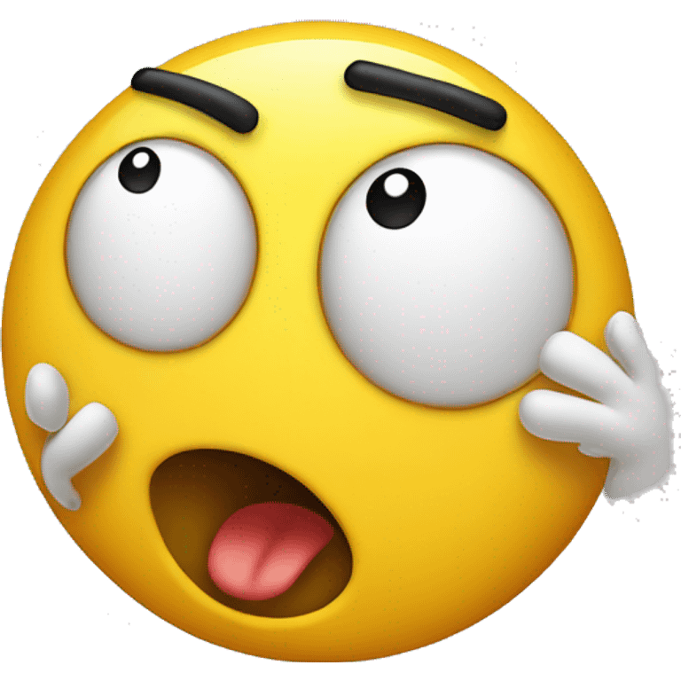 surprised yellow-faced emoji with mouth open and hands on head emoji