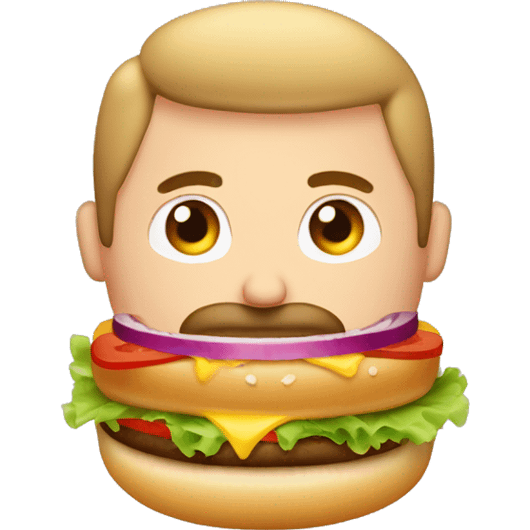 hombre musculoso con hamburguesa emoji