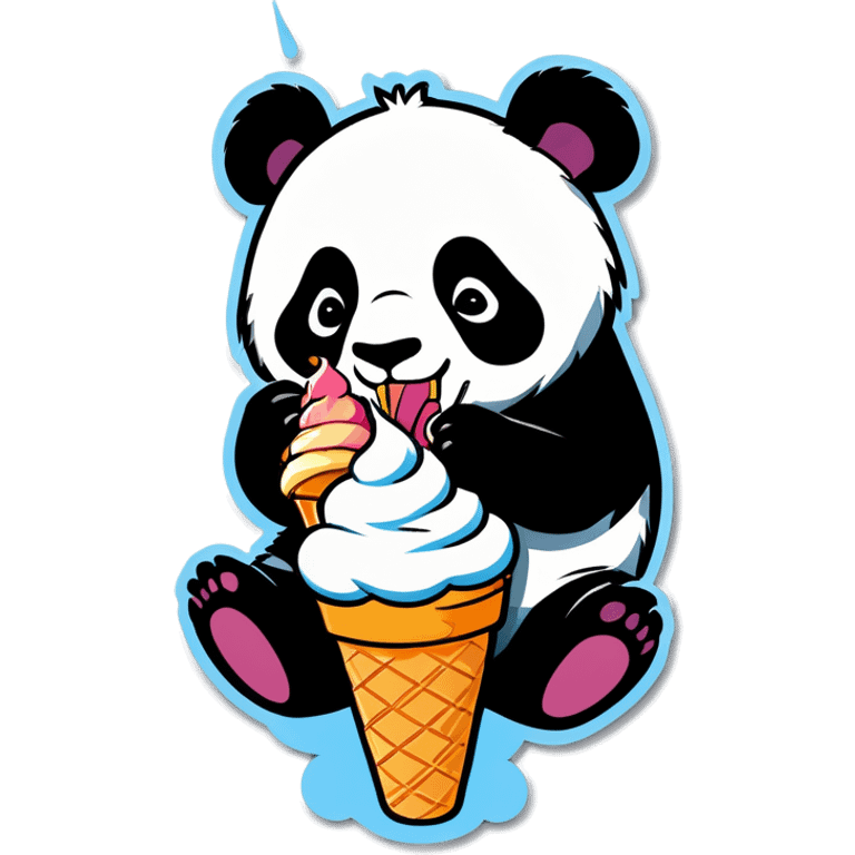 Panda eating ice cream emoji