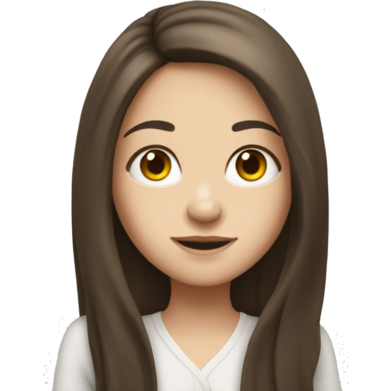 Brunette girl with long hair, white skin, Europe race, emoji