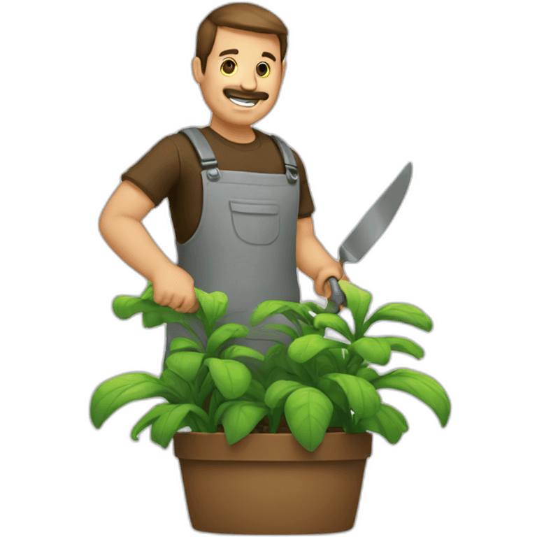 man cutting efgplant emoji