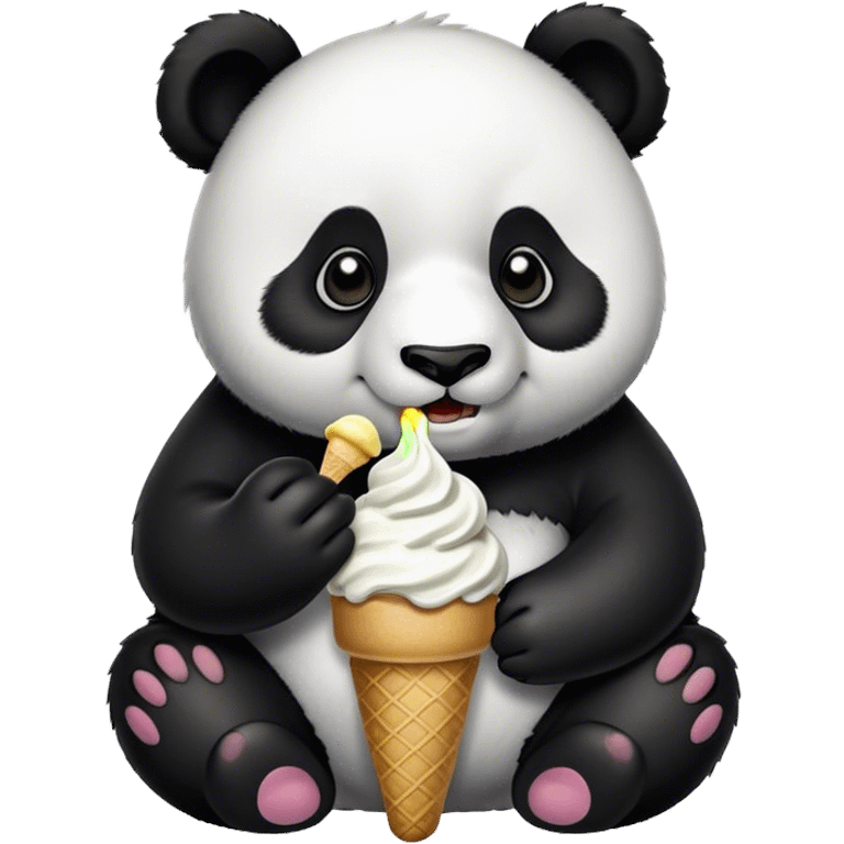 Panda eating ice cream emoji