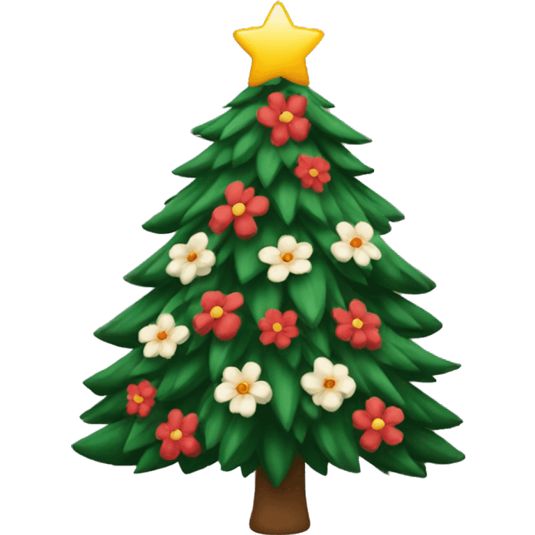 Christmas tree with flowers  emoji