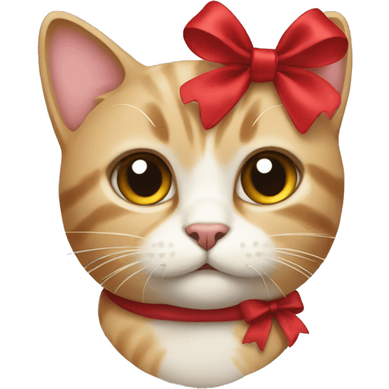 Cat wearing a red bow emoji