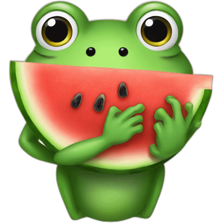 Frog hugging watermelon  emoji