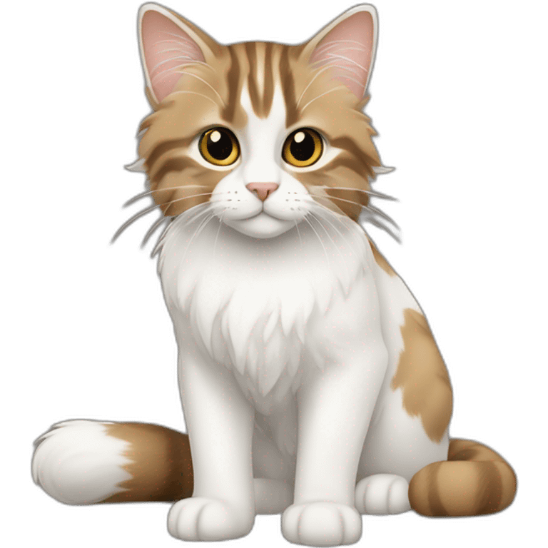 Norwayjan Forest cat white brown emoji