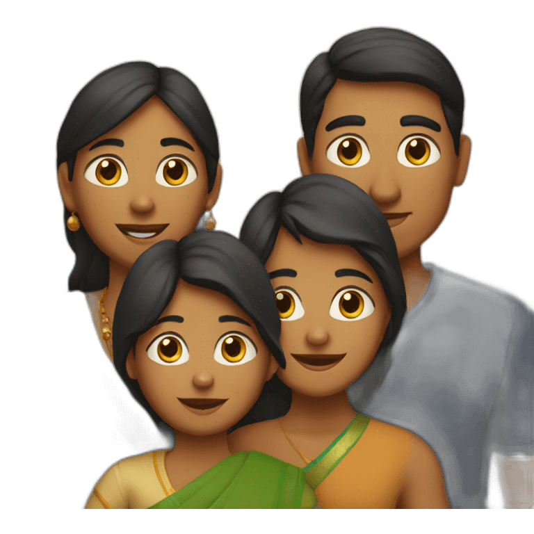 Indian family of 4 with one son and one daughter and a dog emoji