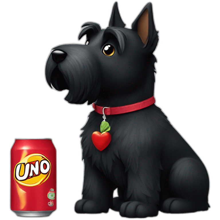 Two black Scottish terrier kissing uno sin cola emoji