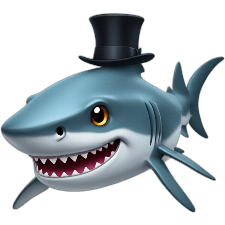 Shark with a top hat emoji