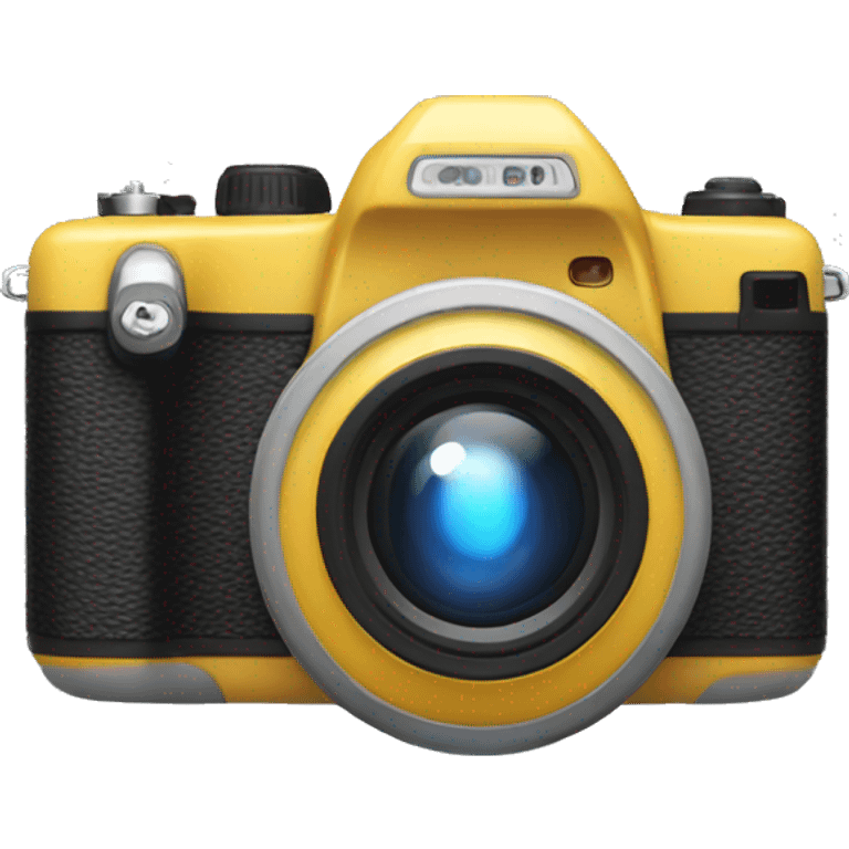 a camera making a photo with a flash emoji